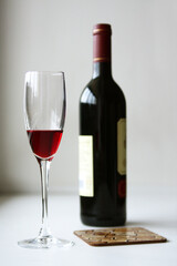red wine bottle and glass