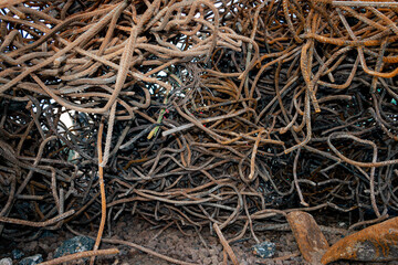 Demolished rebar steel