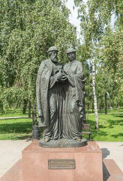 Russia, Irkutsk, August 2020: Monument to Peter and Fevronia of Murom, patrons of family happiness