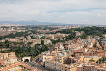 Fototapeta na wymiar Panoramic view on city of Rome from Papal Basilica of St. Peter