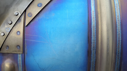 Hardened metal surface. Bluish vintage background. Industrial background
