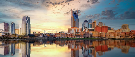 Tuinposter Nashville morning skyline with dramatic clouds © jdross75