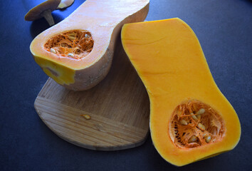 pumpkin on a wooden board