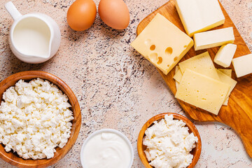Different types of dairy products.