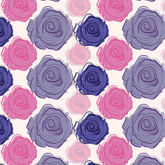 colorful rose repeat pattern on light color background.