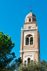 Fototapeta na wymiar Tower of San Paterniano Church. Fano, Marche, Italy