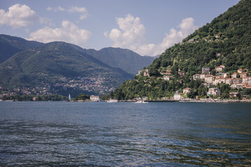 Panoramic view of Lake Como (Lago di Como) in Lombardy, Italy