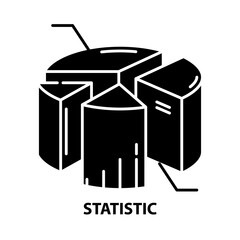 statistic icon, black vector sign with editable strokes, concept illustration