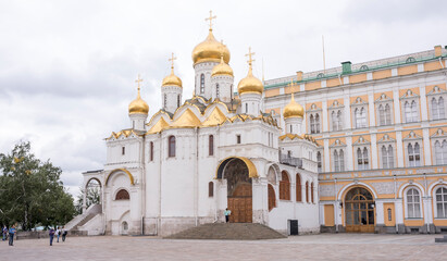 Kremlin. Blagoveshchensky cathedral. Tourists visiting the sights