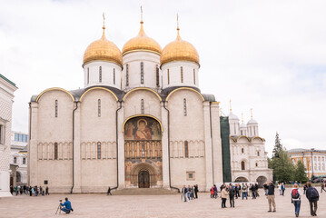 Kremlin. Uspensky Cathedral.Tourists visiting the sights