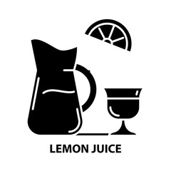 lemon juice icon, black vector sign with editable strokes, concept illustration