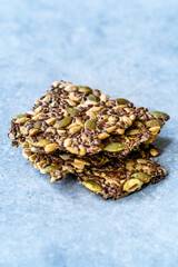Turkish Homemade Cracker Snacks Biscuit with Sunflower Seeds, Sesame and Dill. Crispy Yaprak Galeta.