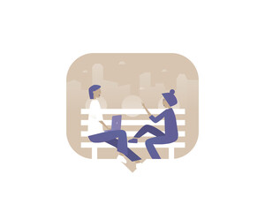 Man work as a freelancer at park.  Vector illustration with Web communication idea for telework, remote working, social media, business, finance, and start up
