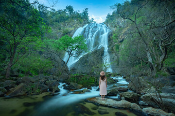 Khlong Lan Waterfall, Beautiful waterfalls in klong Lan national park of Thailand. Khlong Lan Waterfall, KamphaengPhet Province - Thailand.