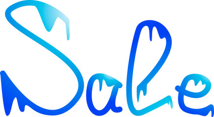 handwritting blue word sale with incicle
