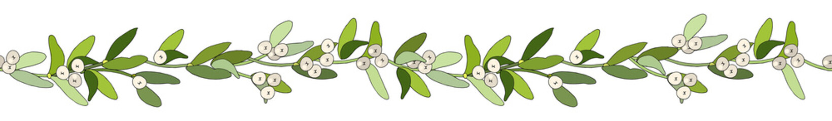 Hand drawn border with mistletoe. Vector round frame for Christmas cards and winter design.