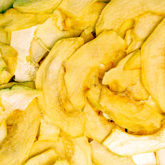 texture and background of dried melon slices. fruits and vitamins. Healthy food.