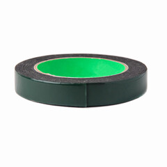 A spool of green double-sided tape. Isolated on a white background