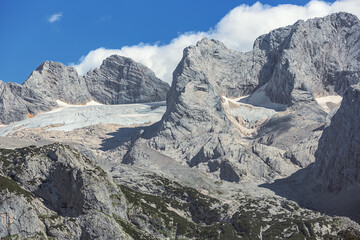 Close up of the Greater and lesser Gosau glacier, seen from the Vorderer Gosausee