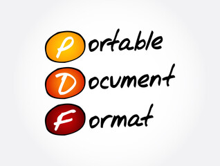 PDF - Portable Document Format acronym, technology concept background