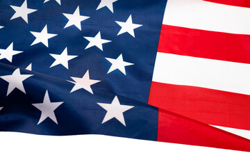 American flag as a background. Top view.