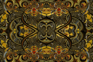 3D fractal illustration.Fractal ornament in bright color.