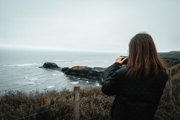 woman on cliffside