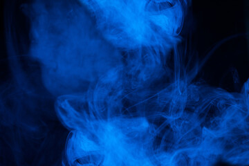 Blue steam on a black background.