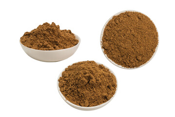 Mix spices in a bowl isolated on white.