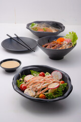 Japanese sliced kani with fresh vegetable salad