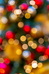 Beautiful bokeh effect. Blurred bright festive Christmas background.