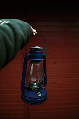 Obraz na płótnie Canvas Vintage portable kerosene lantern lamp with handle