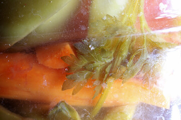 Obraz na płótnie Canvas close-up organic mixed pickles in jar