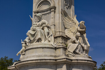 Fototapeta na wymiar Architectural fragment of Queen Victoria Memorial near Buckingham Palace, London, England, UK.