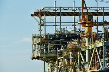 Fototapeta na wymiar Offshore oil and gas platform, Oil rig construction