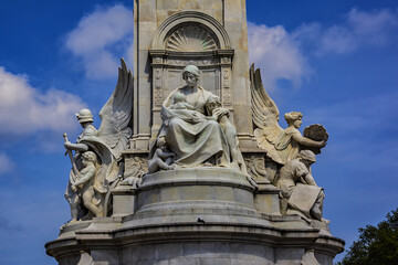 Architectural fragment of Queen Victoria Memorial near Buckingham Palace, London, England, UK.