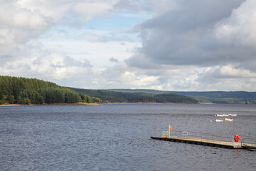 Kielder - England - September 9th 2017: Kielder reservoir with pier