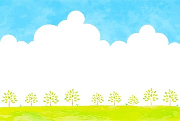 Fototapeta premium 青空と木のイラスト