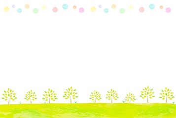 かわいい水玉と木のイラスト