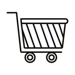 shopping cart trolley with diagonal stripes line style icon