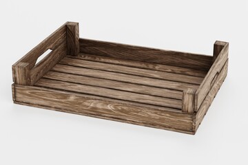 Realistic 3D Render of Wooden Box