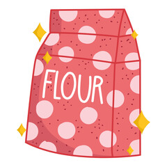 breakfast flour package cute food fresh cartoon on white background