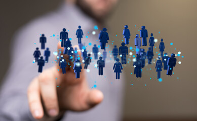 digital Business people silhouettes network team