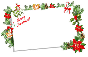 Christmas and New Year invitation or greeting card design of winter holiday background.