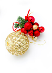 Golden Christmas ball isolated on a white background