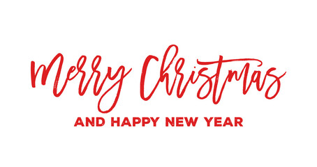 Fototapeta na wymiar Merry Christmas. Xmas handwritten lettering. Greeting card header for poster, invitation, flyer. Red script typography for winter holidays.