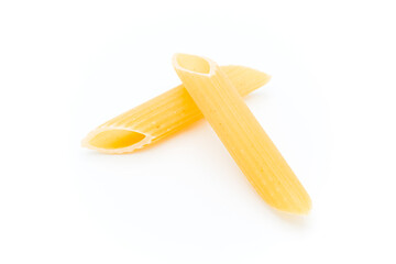 Italian pasta penne isolated on white background