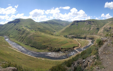 Fototapeta na wymiar Mountain range scenery in Lesotho