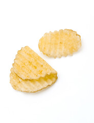 old fashioned crispy potatoes isolated on white background