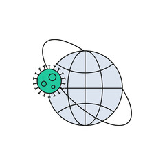 Concept, planet earth is attacked by coronavirus 2019-nCoV. Vector illustration.